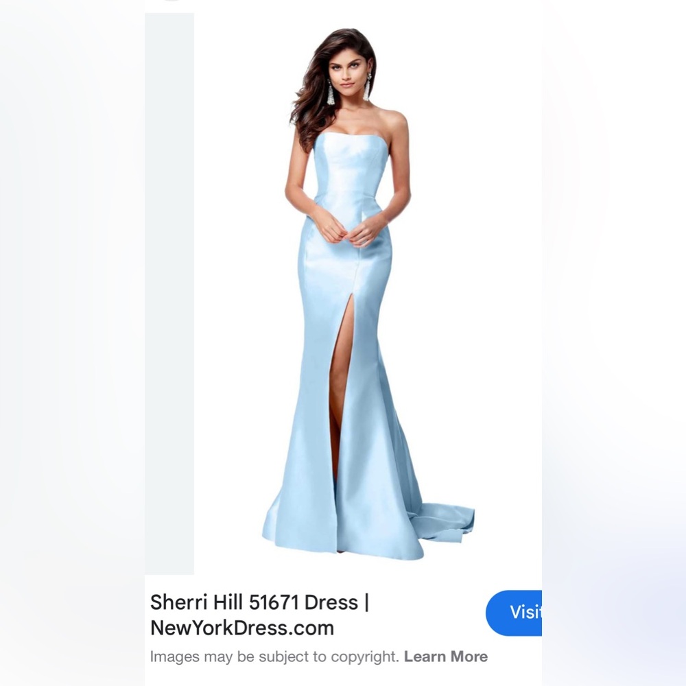 Sherri Hill Sky Blue Strapless Dress